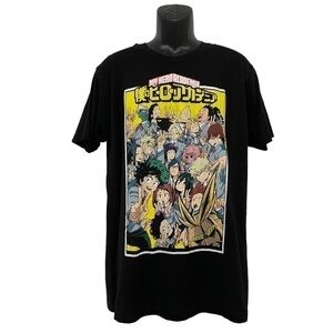 My Hero Academia Manga Series Black Graphic Short Sleeve T-Shirt Size Large